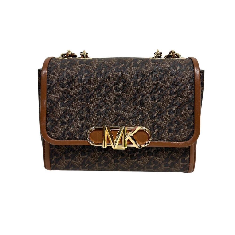 MICHAEL Michael Kors Brown Luggage Logo Parker Medium Convertible Chain Bag New